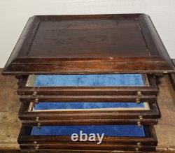 Antique Victorian Walnut Spool Cabinet 3 Drawer For Pocketwatch Collection