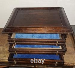 Antique Victorian Walnut Spool Cabinet 3 Drawer For Pocketwatch Collection