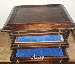 Antique Victorian Walnut Spool Cabinet 3 Drawer For Pocketwatch Collection