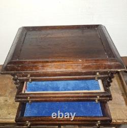 Antique Victorian Walnut Spool Cabinet 3 Drawer For Pocketwatch Collection