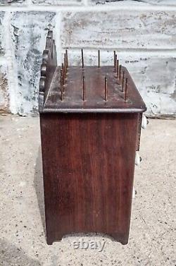 Antique Victorian Wood Mini Dresser Sewing Spool Cabinet Chest, 4 Drawers