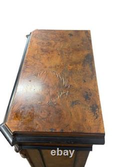 Antique Victorian inlay renaissance burl walnut credenza stylus hall cabinet