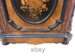 Antique Victorian inlay renaissance burl walnut credenza stylus hall cabinet