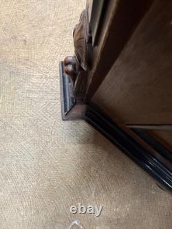 Antique Victorian inlay renaissance burl walnut credenza stylus hall cabinet