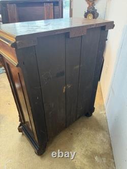 Antique Victorian inlay renaissance burl walnut credenza stylus hall cabinet