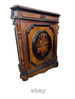Antique Victorian inlay renaissance burl walnut credenza stylus hall cabinet Antique Victorian inlay renaissance burl walnut credenza stylus hall cabinet