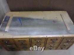 Antique Vintage 15 drawer Wooden Library Card Catalog File