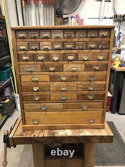 Antique Vintage 38 Drawer Watchmakers Jewelers Apothecary Oak Cabinet