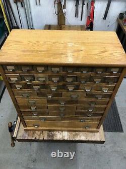 Antique Vintage 38 Drawer Watchmakers Jewelers Apothecary Oak Cabinet