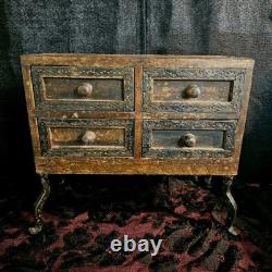 Antique/Vintage Antique Tabletop Chest Compartment Cabinet India Cabriole Legs