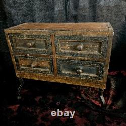 Antique/Vintage Antique Tabletop Chest Compartment Cabinet India Cabriole Legs
