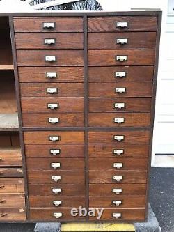 Antique Vintage Apothecary Cabinet Industrial Wood Hardware 56 Drawer Storage