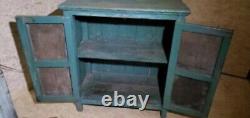 Antique / Vintage Blu Green Painted Pie Safe