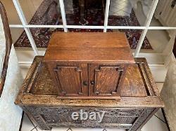 Antique Vintage Desk Table Top Stationary Letter Storage 2 Door Cabinet