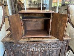 Antique Vintage Desk Table Top Stationary Letter Storage 2 Door Cabinet