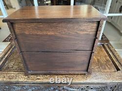 Antique Vintage Desk Table Top Stationary Letter Storage 2 Door Cabinet