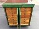 Antique / Vintage Green Wood 16 Drawer Shop Cabinet Great Look Very Good
