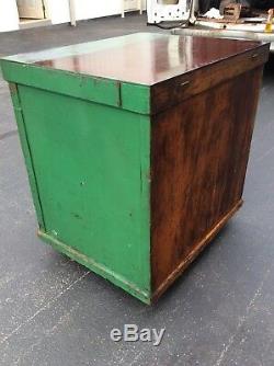 Antique / Vintage Green Wood 16 Drawer Shop Cabinet Great Look Very Good