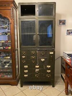 Antique Vintage Hamilton Style Art Deco Metal Dental / Medical Cabinet 73 Tall