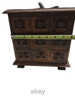 Antique Vintage Heavy Wooden 9 Drawer Spice Cabinet Apothecary Chest