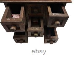 Antique Vintage Heavy Wooden 9 Drawer Spice Cabinet Apothecary Chest