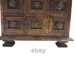 Antique Vintage Heavy Wooden 9 Drawer Spice Cabinet Apothecary Chest