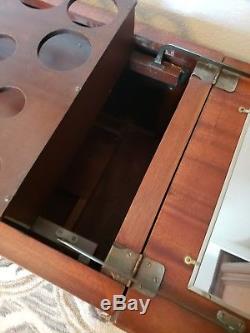 Antique Vintage Mahogany Wood Flip Top Bar Server Pop Up Bar Cabinet Free ship