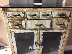 Antique Vintage Medical Cabinet Metal Ta217