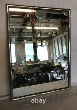 Antique Vintage Nickel over Brass Framed 18x24 Vanity Mirror Old 821-25B