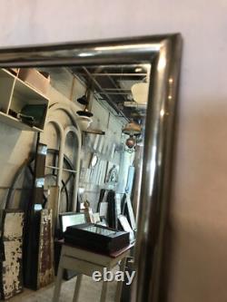 Antique Vintage Nickel over Brass Framed 18x24 Vanity Mirror Old 821-25B