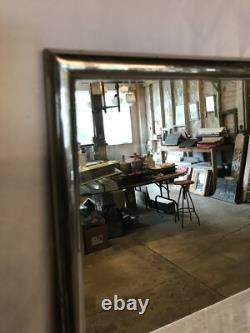 Antique Vintage Nickel over Brass Framed 18x24 Vanity Mirror Old 821-25B
