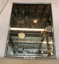 Antique Vintage Nickel over Brass Framed 18x24 Vanity Mirror Old 821-25B