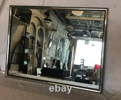 Antique Vintage Nickel over Brass Framed 18x24 Vanity Mirror Old 821-25B