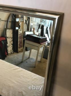 Antique Vintage Nickel over Brass Framed 18x24 Vanity Mirror Old 821-25B