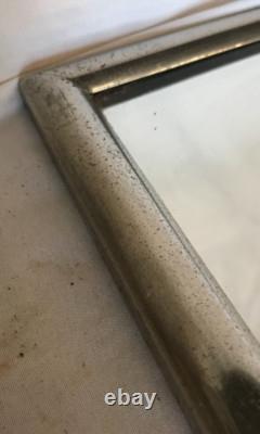 Antique Vintage Nickel over Brass Framed 18x24 Vanity Mirror Old 821-25B