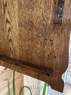 Antique Vintage Oak Hand Carved Wall Hanging Medicine Cabinet