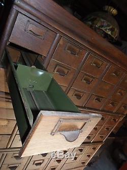 Antique Vintage Oak Library Card Catalog File Cabinet 72 Drawer Globe Stacking