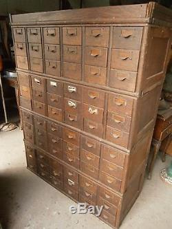 Antique Vintage Oak Library Card Catalog File Cabinet 72 Drawer by Globe