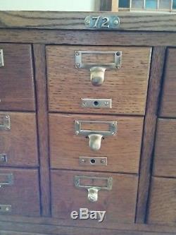 Antique Vintage Oak Library Card File Cabinet 15 Drawer