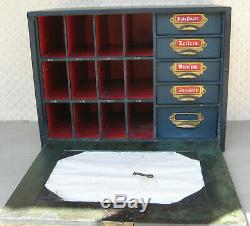 Antique Vintage Office Desk Stationary cabinet, pigeon holes, drawers locking