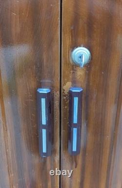 Antique Vintage Old Mid Century Modern Steel Metal Cabinet Closet Coat Wardrobe