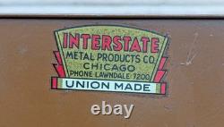 Antique Vintage Old Mid Century Modern Steel Metal Cabinet Closet Coat Wardrobe