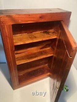 Antique Vintage Red Cedar Wood Medicine Cabinet Wall Hanging Cabin Rustic Beauty