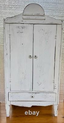 Antique Vintage Shabby Handmade Primitive Painted Wood Cabinet 36.5 In