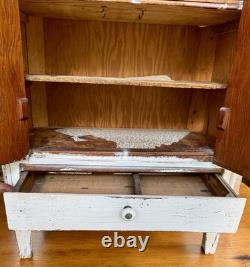 Antique Vintage Shabby Handmade Primitive Painted Wood Cabinet 36.5 In