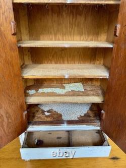 Antique Vintage Shabby Handmade Primitive Painted Wood Cabinet 36.5 In