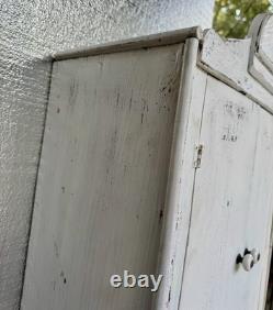 Antique Vintage Shabby Handmade Primitive Painted Wood Cabinet 36.5 In