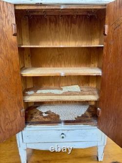 Antique Vintage Shabby Handmade Primitive Painted Wood Cabinet 36.5 In