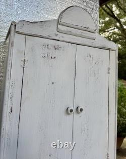 Antique Vintage Shabby Handmade Primitive Painted Wood Cabinet 36.5 In