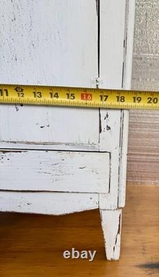 Antique Vintage Shabby Handmade Primitive Painted Wood Cabinet 36.5 In